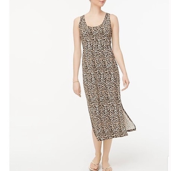 J. Crew Dresses & Skirts - J.Crew Leopard Print Midi Dress XXS Sleeveless Cotton Fitted Casual Summer Dress